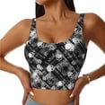 thumbnail image 1 of Fotbe Seamless Pattern With Skulls Sujetador Deportivo Largo sin Aros para Mujer con Almohadillas y Soporte Medio, Transpirable y Absorbente, Camiseta Tipo Chaleco o Tank Top-Small, 1 of 8