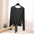 thumbnail image 3 of Uootdi Tie Front Cardigans Women Solid Color Long Sleeve Open Front Casual Loose Lightweight Soft Comfy Cover Ups Gift, 3 of 5