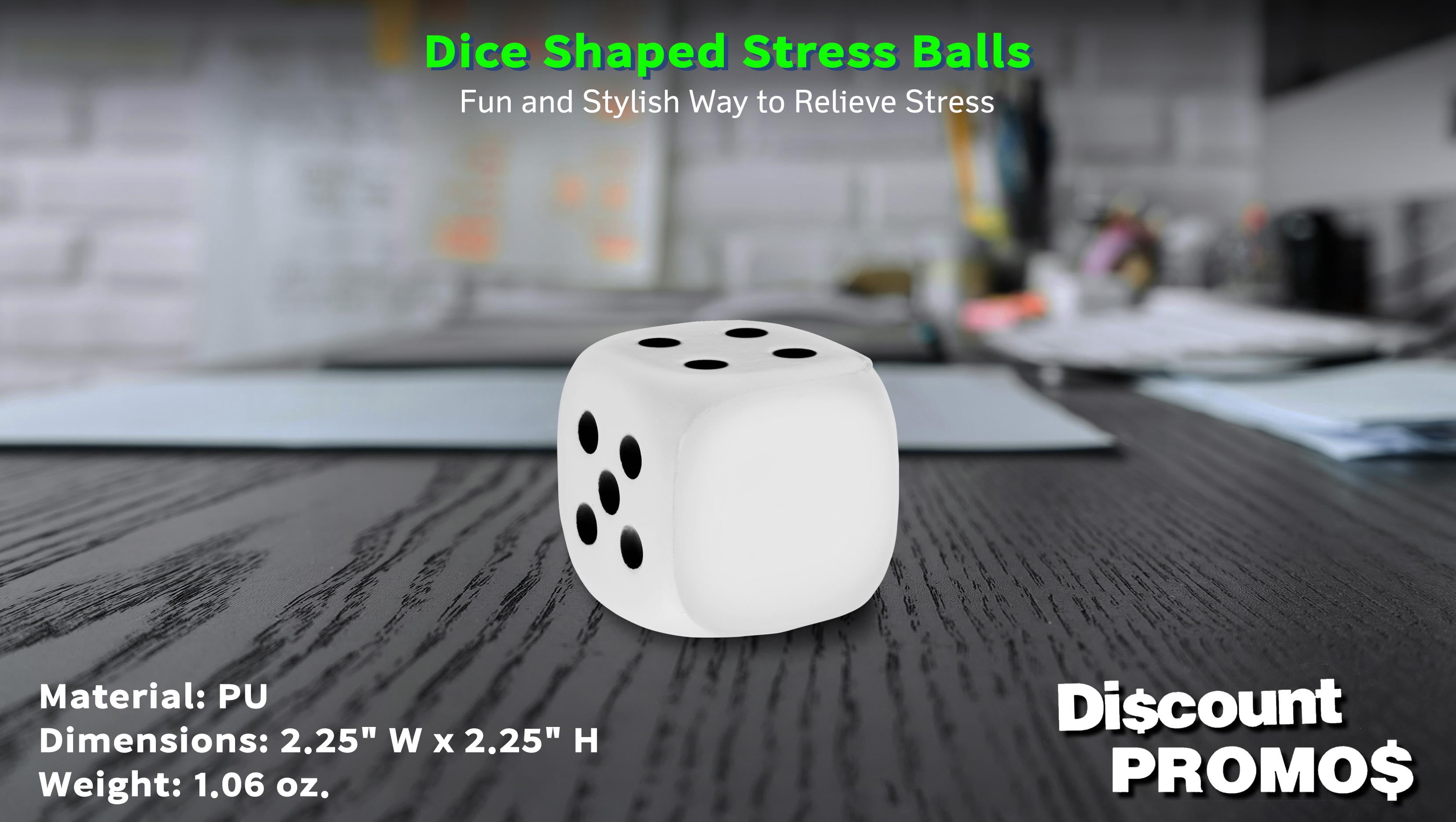 10 Dice Shaped Stress Balls Pack - Square, Stress Reliever, Hand Therapy, Lightweight - White