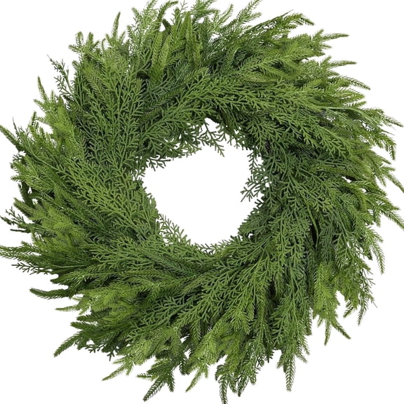 22 Inch Christmas Pine Cedar Wreaths for Front Door, Realistic Large Winter Greenery Pine Cedar Wreaths for Windows Xmas Holiday Home Wall Indoor Outdoor Decor