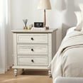 thumbnail image 3 of Ktaxon Solid Wood Nightstand with 3 Drawer Traditional Cottage Bedside Table, Wash White, 3 of 11