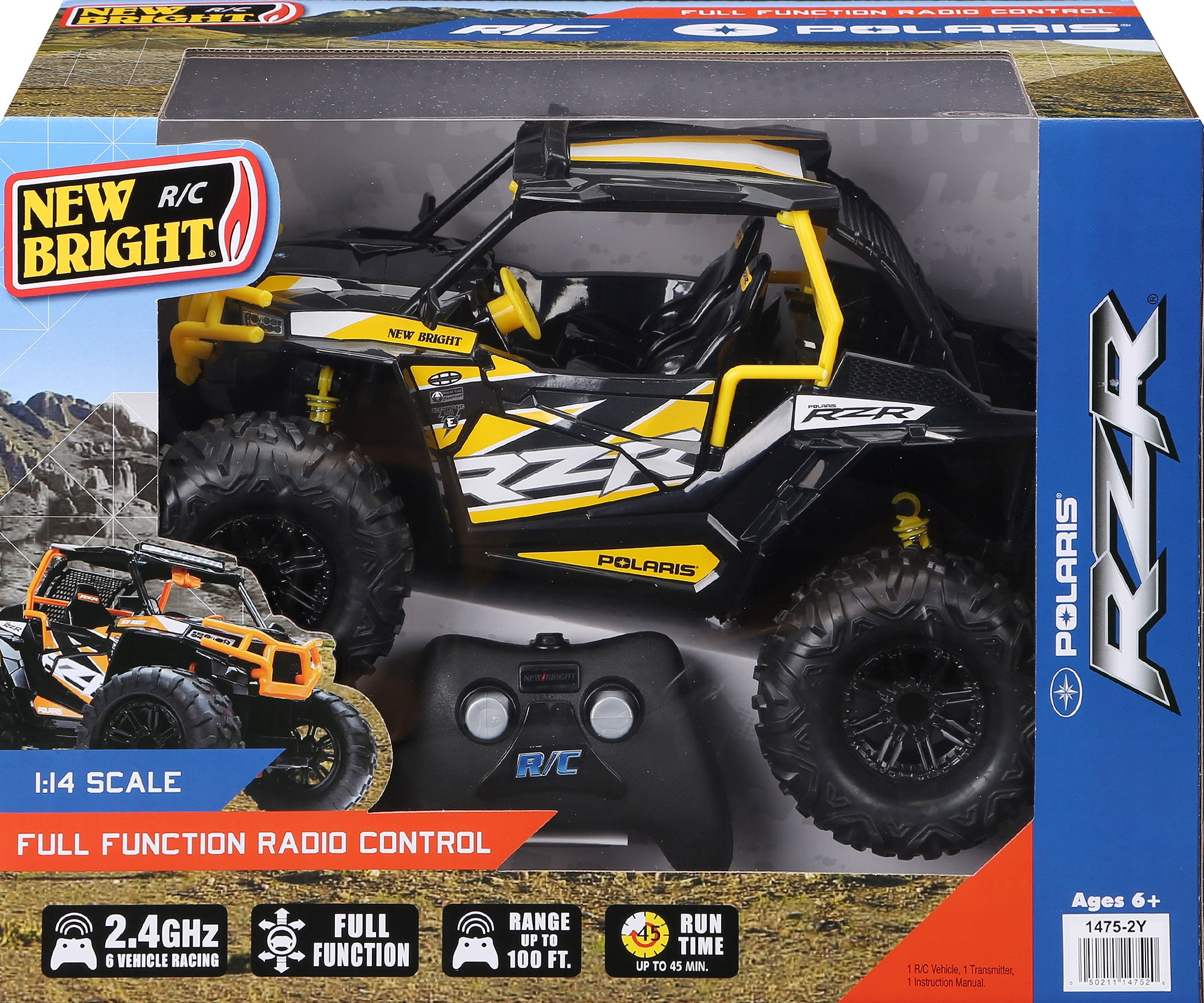 New Bright RC 1:14 Radio Control 2019 Polaris RZR - Yellow