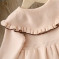 thumbnail image 5 of Chenyin Toddler Baby Girls Sweaters Dress Lapel Lace Jumper Dresses Buttons Knit Dress Kids Fall Winter Long Skirt for Girls 9M - 4T, 5 of 9