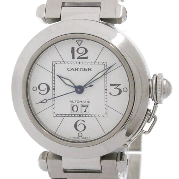 Pre-Owned CARTIER Pasha C Big Date Steel Automatic Unisex Watch W31055M7 Polished (Good)