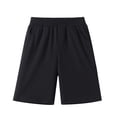 thumbnail image 4 of Boys Girls Sporty Shorts with Pockets Elastic Waist Summer Casual Cotton Athletic Running Shorts for Kids Black 11-12Y, 4 of 6