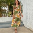 thumbnail image 3 of Orange And Spice Pinecones Christmas Dress Summer Street Style Bohemia Long Dresses Female Sleeveless Printed Maxi Dress, 3 of 9