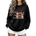 thumbnail image 2 of Sweatshirt for Women Christmas Cat Graphic Sweatshirt Crew Neck Long Sleeve Casual Pullover Top, 2 of 5