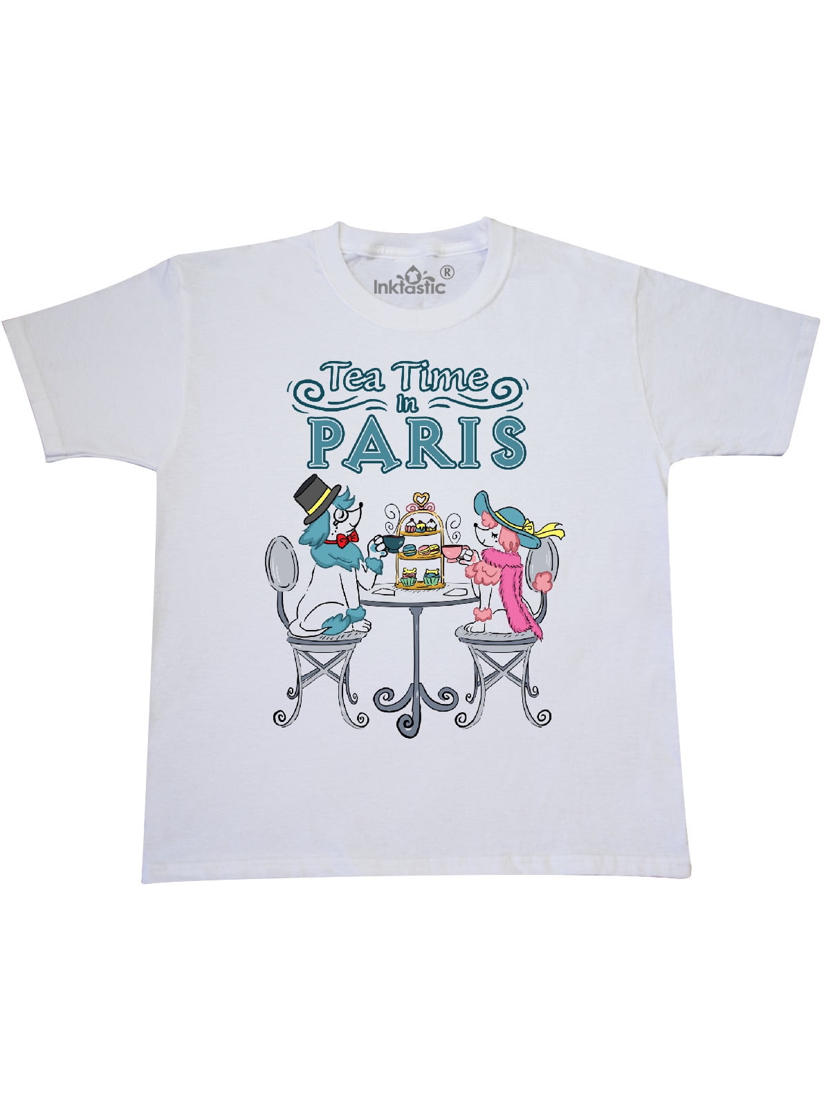 Inktastic Tea Time In Paris Colorful French Poodles Youth T Shirt Walmart Com