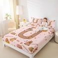 thumbnail image 3 of Erosebridal Brown Capybara Bed Sheets for Kid, Initial U Letter King Sheets, 4pcs, 3 of 5
