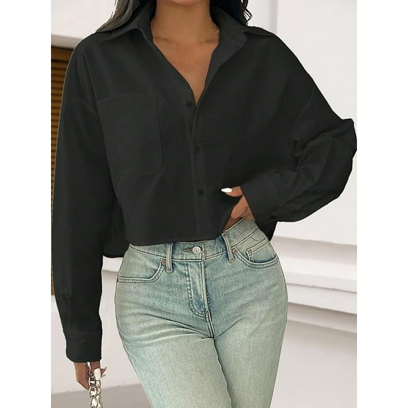 Women's Outer Wear Casual Long Sleeve Buttoned Buttoned Temperament Commuter Shirt