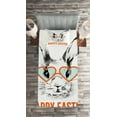thumbnail image 2 of Ambesonne Happy Easter Quilted Coverlet 2 Pcs, Funny Bunny Glasses, Twin Size, Burnt Orange Dark Grey, 2 of 2