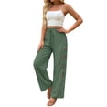 thumbnail image 3 of CAIXIA Capris Pants for Women Cut Out Summer Casual Loose Flowy High Waisted Smocked Palazzo 2026 Lounge Beach Cropped Trousers, 3 of 7