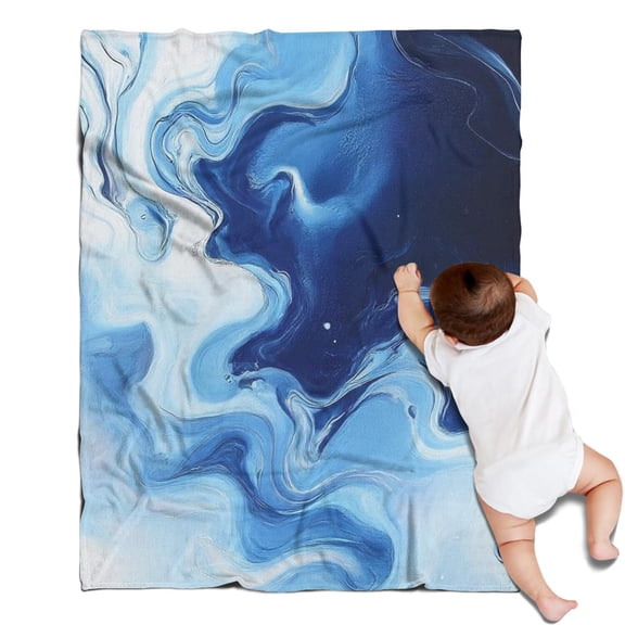 Blue Marble Flow Pattern Blanket,Comfortable Soft Flannel Throw Blanket,All Season,Warm Lightweight Blankets for Sofa Bed Couch Living Room Chair,30"x40"