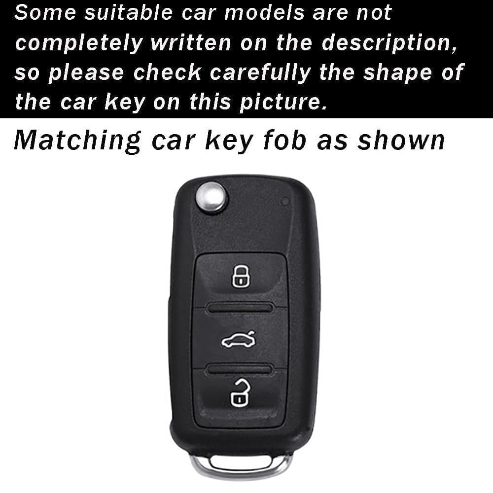 Metal Key Cover Leather Key Cover Fit for VW Flip Folding Key Fob Car Key Sleeve Key Jacket Fit for Volkswagen Jetta Tiguan Passat Polo Beetle Golf GTI/R/MK6 5 Santan Sharan Bora