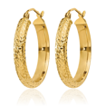 thumbnail image 5 of 14K Solid Yellow Gold 3.5x22mm Round Medium Hoop Earrings, 5 of 10