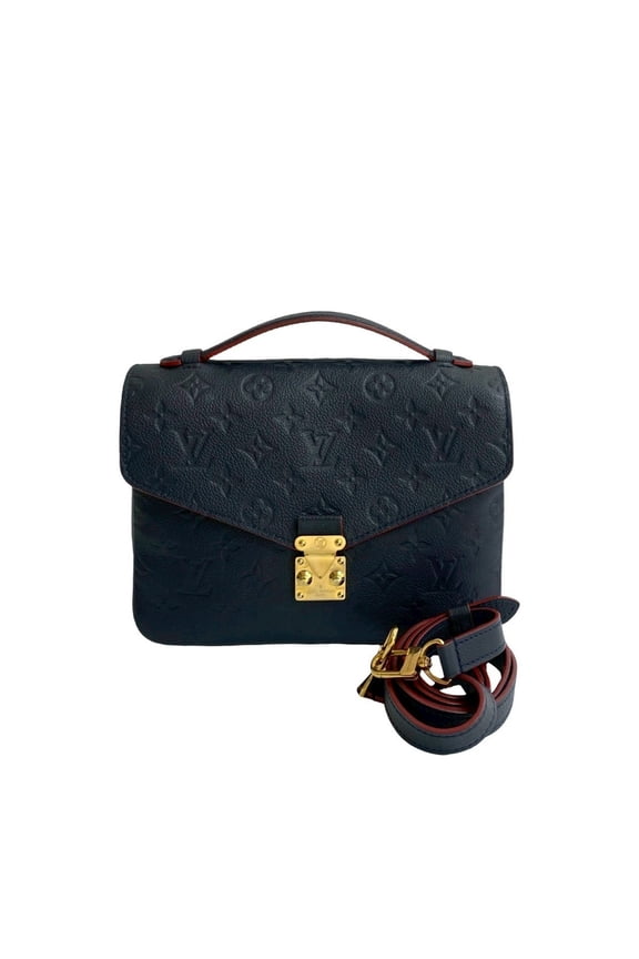 Pre-Owned LOUIS VUITTON Pochette Metis MM Monogram Empreinte Leather Shoulder Bag/Handbag Navy...