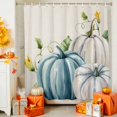 thumbnail image 5 of Shower Curtains for Bathroom-60"x72",Fall Thanksgiving Blue Pumpkin Leaves Waterproof Bath Curtain Shower Curtain Set, 5 of 7