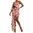 thumbnail image 1 of Vestido romántico de boda Tsukko con estampado floral de un solo hombro, 1 of 5