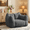 Black, variant on CKEASEAN 47"W Chenille Bean Bag Chair with Armrest, Comfy Large Bean Bag Sofa with Highly Resilient Foam Stuffed, Boneless Couch for Apartment, Living Room, No Assembly Required