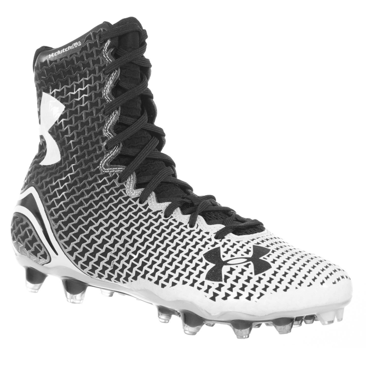 black and white under armour football cleats