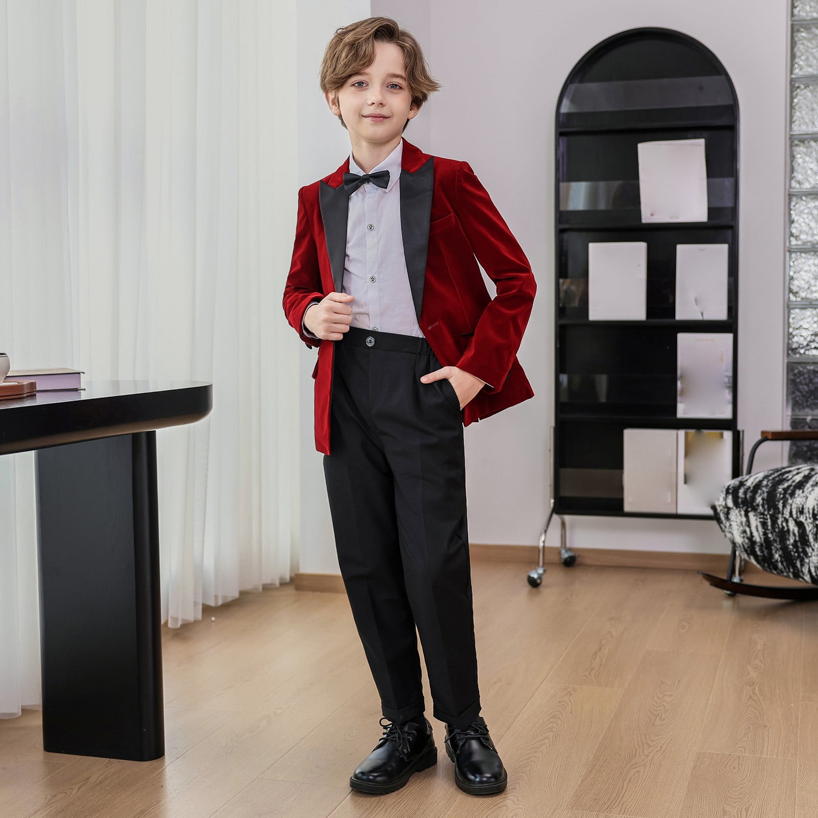 4 Piece Suits for Boys Formal Slim Fit Suit Set Wedding Ring Bearer Outfits Kids Tuxedo Suit First Communion Outfits