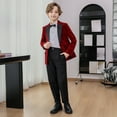 thumbnail image 7 of Boys 4 Piece Dresswear Formal Suits Wedding Ring Bearer Outfits Blazer Dress Shirts Pants British Gentlemen Tuxedo 5 Years, Wine, 7 of 7