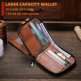 thumbnail image 4 of Genuine Leather Men's Wallet with Zipper Vintage RFID Blocking Large Capacity Wallet for Men with 14 Credit Card Slots and 1 ID Window T23 (Brown), 4 of 12