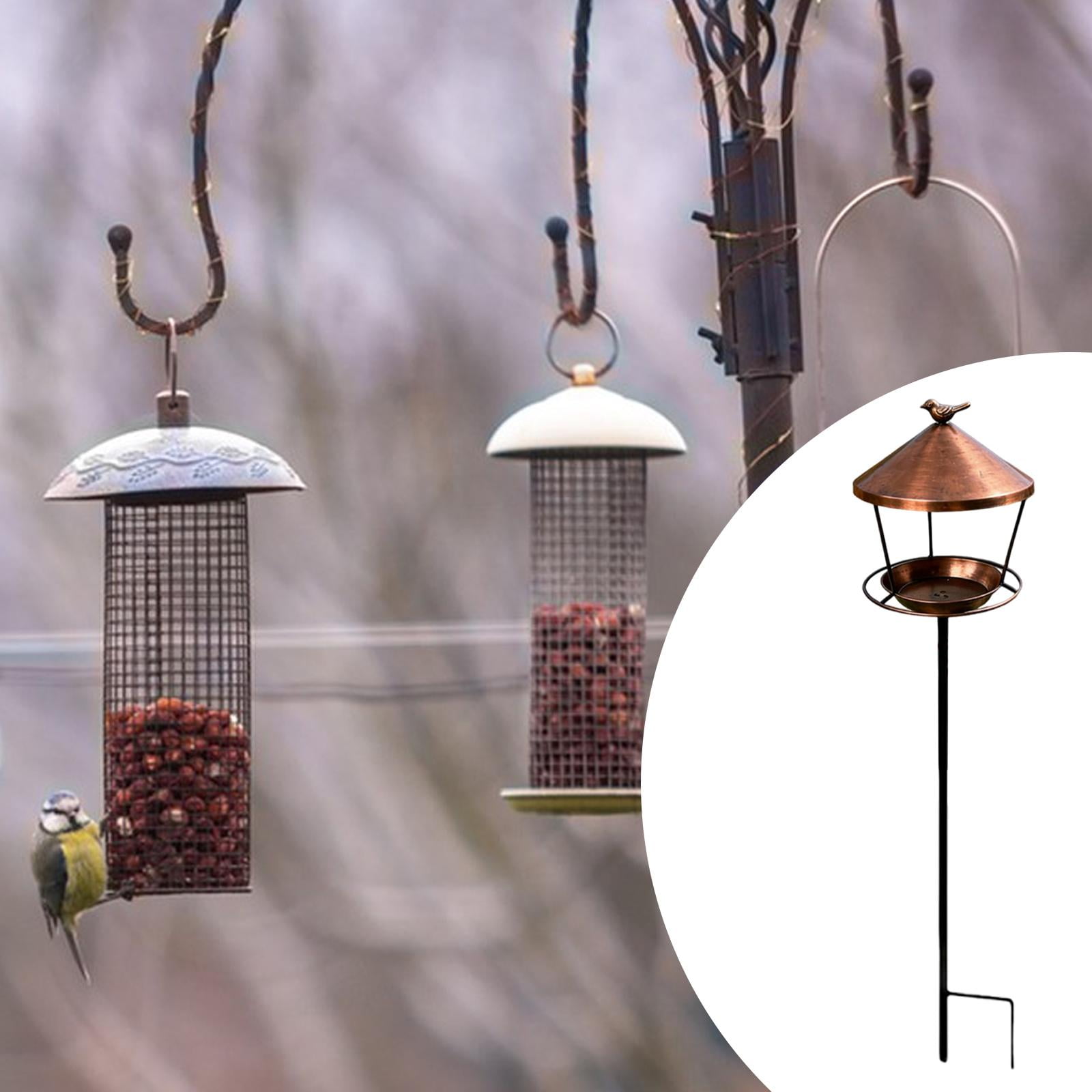 Aymzbd Antique Metal Bird Feeder Pole, Birdbath for Outdoor Birds, Bird Feeding Station bronze