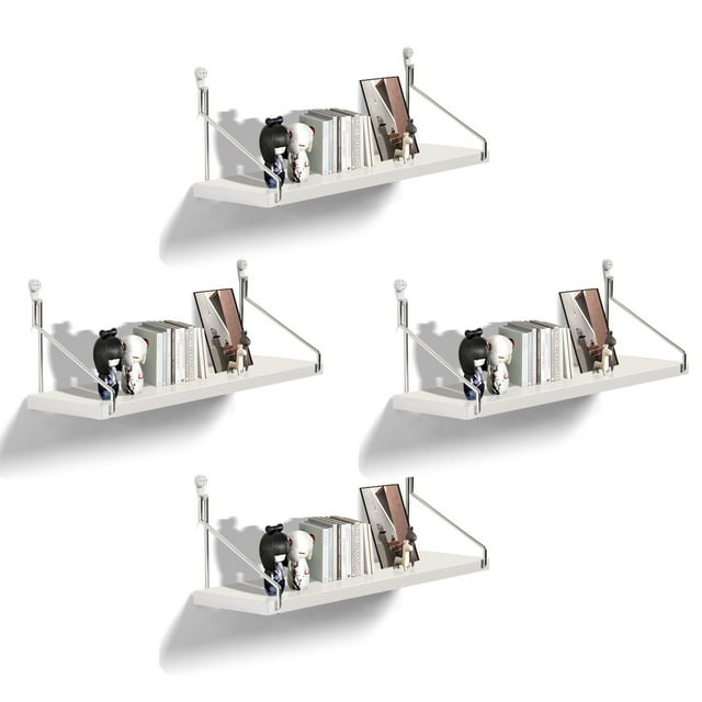 Repisas flotantes Blancas,repisas flotantes,4 Repisas,armarios flotantes robustos, repisas flotantes marrón, repisas flotantes para Sala, (marrón, Blanco, Negro)(Blanco, 30 * 15)