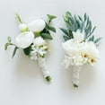 thumbnail image 6 of White Corsage Wrist Flower Set,  Artificial Hand Flower, Bridesmaids Wrist Flower, Men Boutonniere for Wedding Supplies, Homecoming (Style 4), 6 of 7