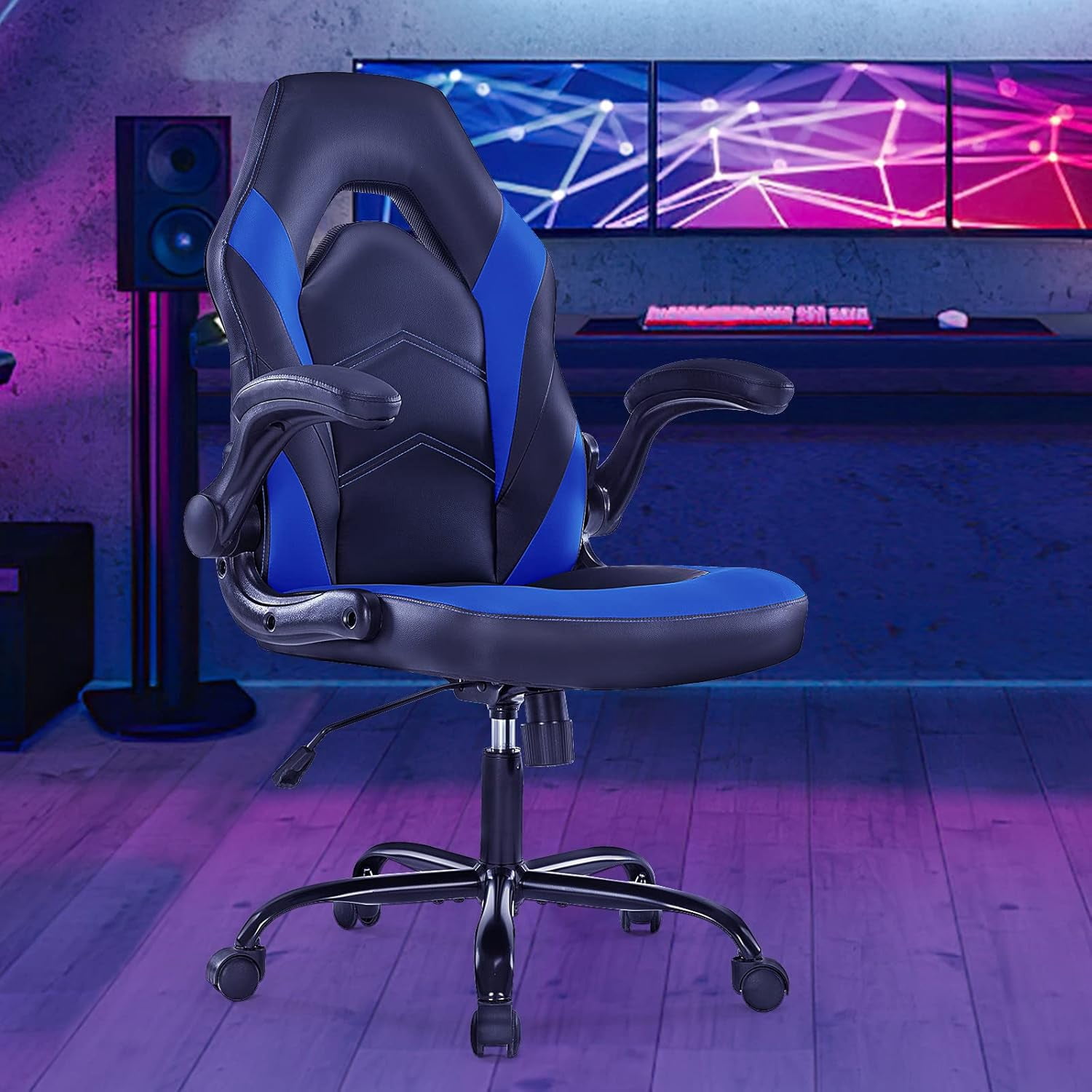 CONCETTA Ergonomic Gaming Desk Chair, PU Leather Adjustable Office Chair for Home or Study, Blue