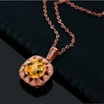 thumbnail image 2 of Gem Stone King 18K Rose Gold Plated Silver Yellow Citrine and White Diamond Pendant Necklace for Women (2.01 Cttw, Gemstone November Birthstone, Cushion Checkerboard 8MM, with 18 inch Chain), 2 of 3