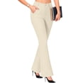 thumbnail image 2 of Womens Yoga Dress Pants Casual Straight Leg Work Slacks Bootcut Stretchy Elastic High Waisted Trousers with Pockets Pull On,Breathable Lightweight,4-Way Stretch,Plus Size Business Clothes Beige, 2 of 5