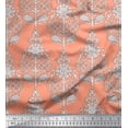 thumbnail image 1 of Soimoi Polyester Crepe Fabric Leaves & Floral Block Printed Fabric 1 Yard 52 Inch Wide, 1 of 3