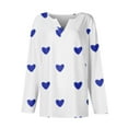 thumbnail image 4 of Resicozy Valentines Shirts For Women Long Sleeve Shirt Valentine Day Button Neck Top 2026 Love Heart Printed Graphic Pullover Blue M, 4 of 5