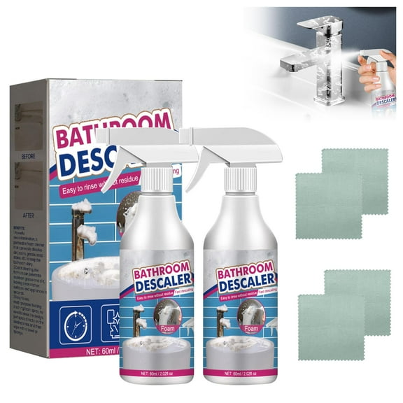 Stubborn Stains Cleaner, Bathroom Descaler Cleaner, Bathroom Descaler Foam Cleaners, Multipurpose Bathrooms Foam Cleaners, Powerful Descaling Cleaning Agent for Bathtub Glass, 2 Pcs
