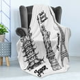 thumbnail image 4 of Eiffel Tower Soft Flannel Fleece Throw Blanket, Famous Monuments of Liberty Eiffel Tower Japanese Building Urban, Cozy Plush for Indoor and Outdoor Use, 70" x 90", White Black, by Ambesonne, 4 of 5