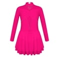 thumbnail image 5 of Vestido de tul y malla de gimnasia para niñas, ropa de baile, manga larga, cuello redondo, brillantes diamantes de imitación, para patinaje artístico, baile de salón, 5 of 5