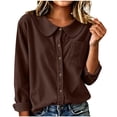 thumbnail image 2 of Neewe Cotton Blend Button Down Shirt for Women Collared Blouse Casual Long Sleeve Tops Daily Outfits, 2 of 6