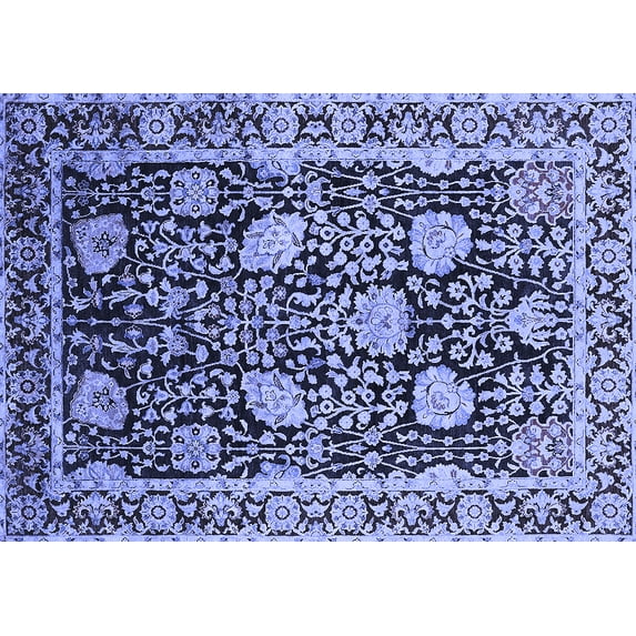 Ahgly Company Machine Washable Indoor Rectangle Oriental Blue Industrial Area Rugs, 5' x 8'