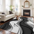 thumbnail image 2 of 5'x8' Area Rugs, Black Grey Ombre Indoor Outdoor Area Rug for Living Room Bedroom, Abstract Moire Art Geometric Modern Washable Bathroom Rugs Kitchen Floor Carpet Mats Home Decor Aesthetic, 2 of 8