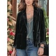 thumbnail image 4 of Women'S Velvet Blazer Jacket Casual Button Up Long Sleeve Cardigan Suits Business Coat with Pockets Black M, 4 of 5