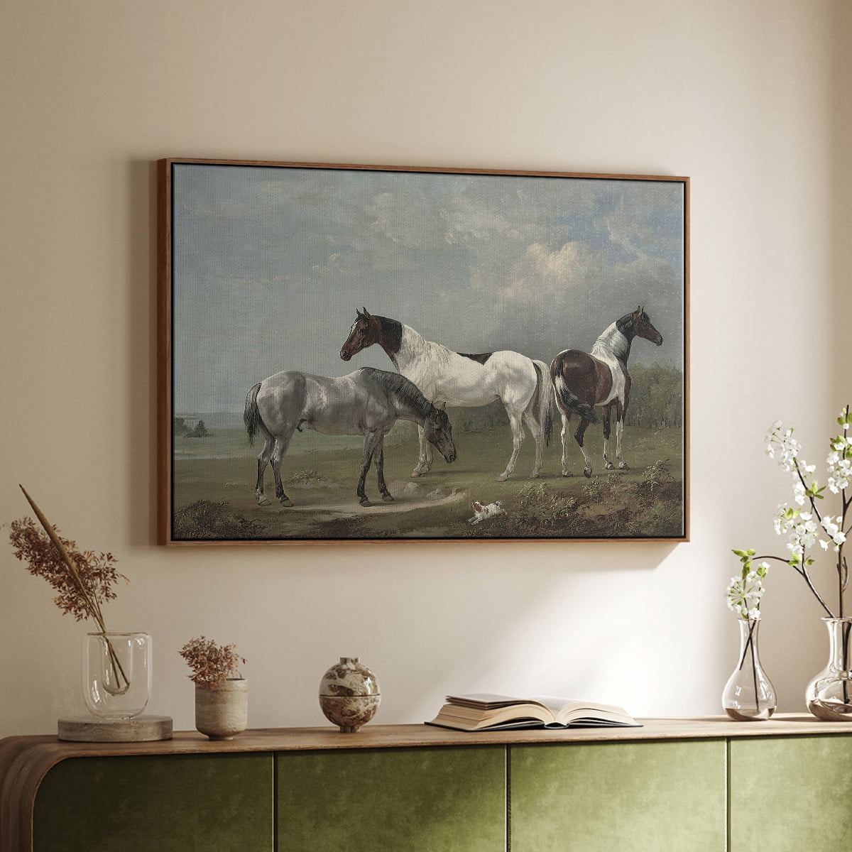 Vintage Animal Print-XX By Wexford Home Framed in Walnut Wood Gallery Wrapped Canvas 17 in. x 25 in.
