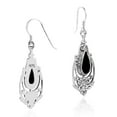 thumbnail image 5 of AeraVida Victorian Style Teardrop Black Onyx Sterling Silver Fishhook Dangle Earrings, 5 of 5
