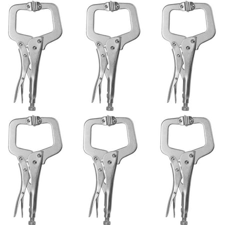 

ZEONHAK 6 PCS 11 Inches C-Clamp Locking Pliers Heavy Duty Vise-Grip Welding Pliers with Swivel Pads