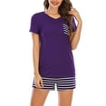 thumbnail image 4 of Previn Women's Cute Shorts Pajamas Set Soft 2 Piece Comfy Fall Short Sleeve Pjs Summer Cool Breathable Spring Spandex Purple Small, 4 of 4