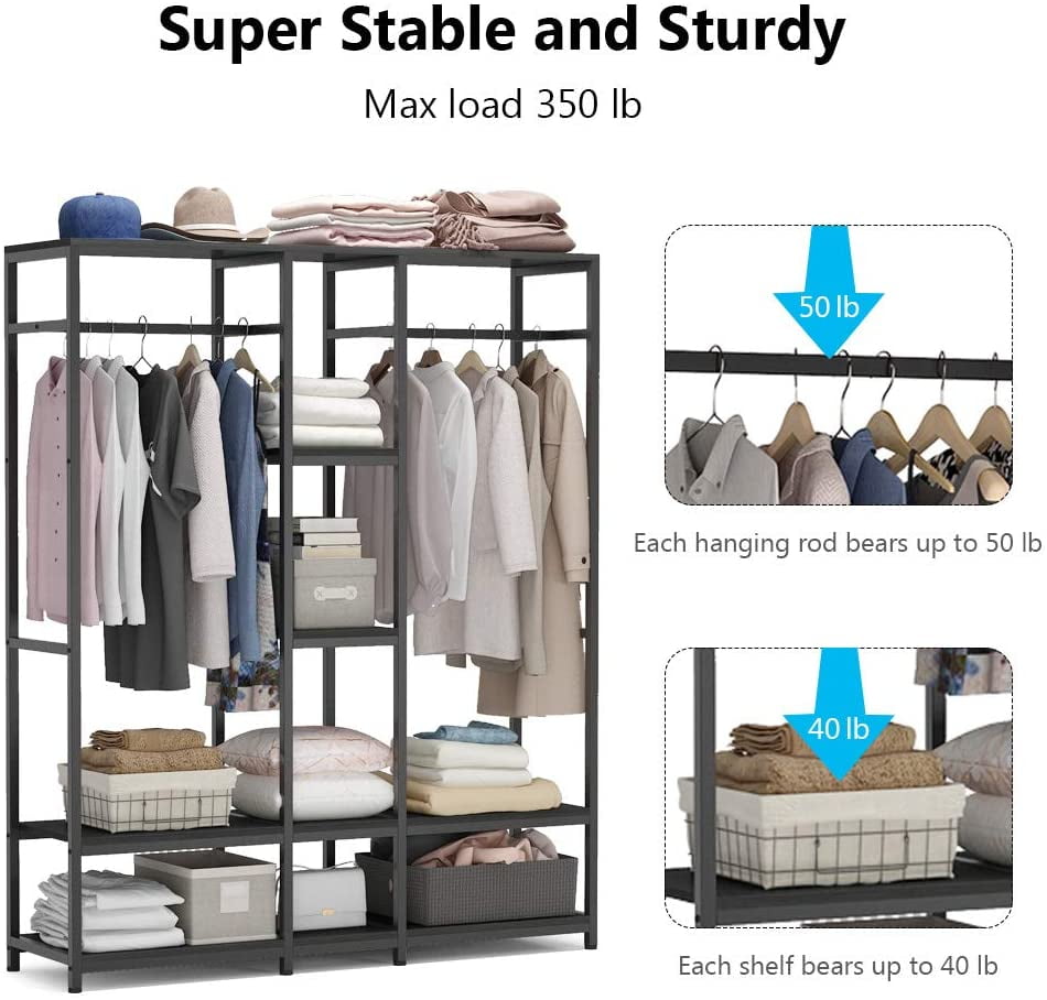 Double Rod Free standing Closet Organizer Heavy Duty Clothe Closet Sto <div  class=aod_buynow></div>– Inhomelivings