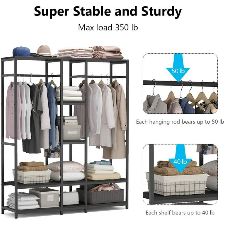 Double Rod Free standing Closet Organizer, Clothes Closet Storage with  Shelves, Extra Large Wardrobe Clothes Garment Rack - Yahoo Shopping