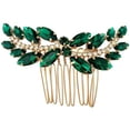 thumbnail image 1 of Peineta para novia, accesorios para el cabello de boda de cristal verde esmeralda, accesorios para fiesta de mujeres y niñas (verde) 7,5*4,5 cm, 1 of 5