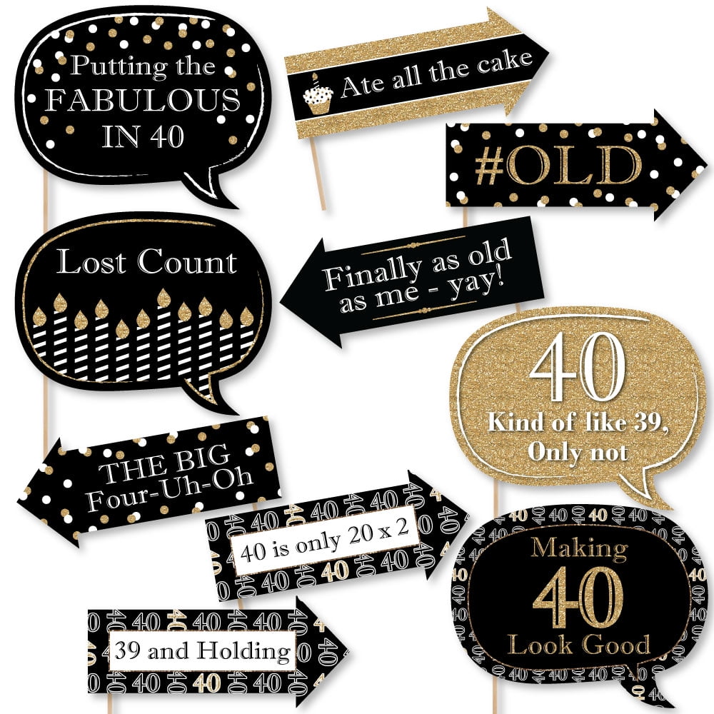 29PCS 40th Fortieth Year Birthday Party Supplies Masks Favor Photo Booth Props 